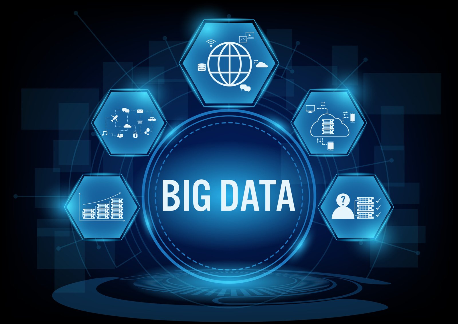 Big data concept with line icon.Vector illustration